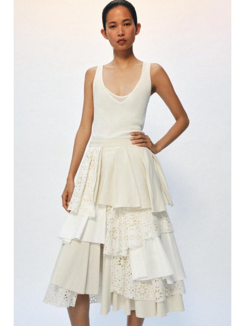ZARA ZW COLLECTION LIMITED EDITION PATCHWORK MIDI SKIRT